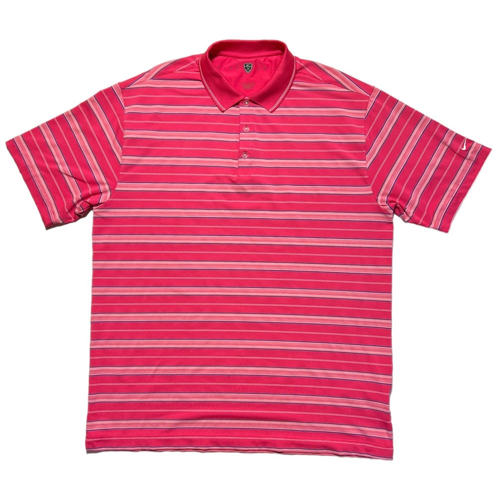 Nike Golf Pink Striped Polo Shirt Men’s XL - Picture 2 of 7